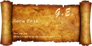 Gera Erik névjegykártya